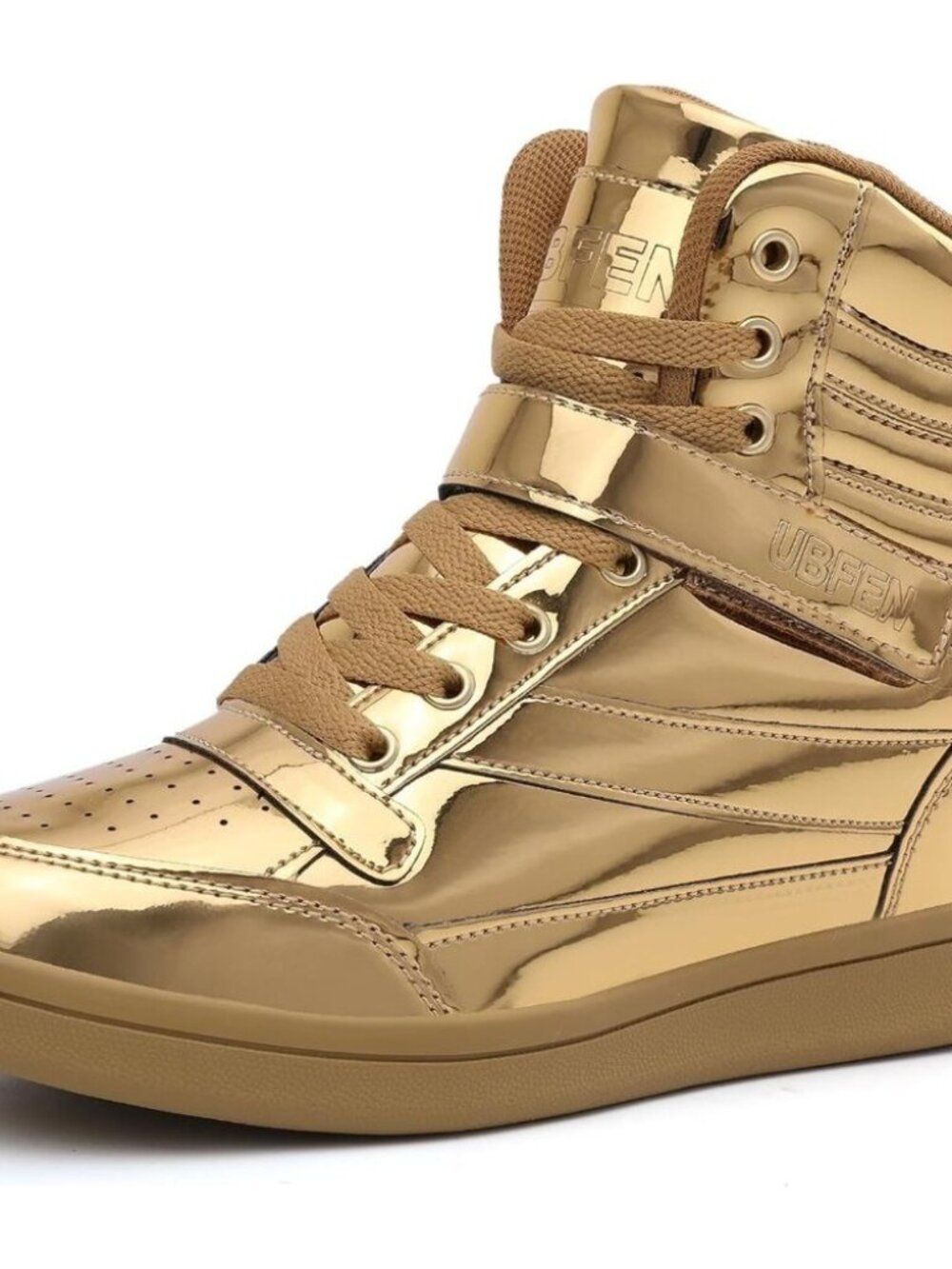 🆕 Gold Women's Hidden Wedge Sneakers 5.5cm High Top Bootie Casual Platform